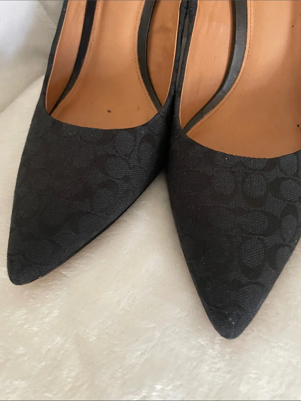 Coach Black Signature Pointed Toe Heels